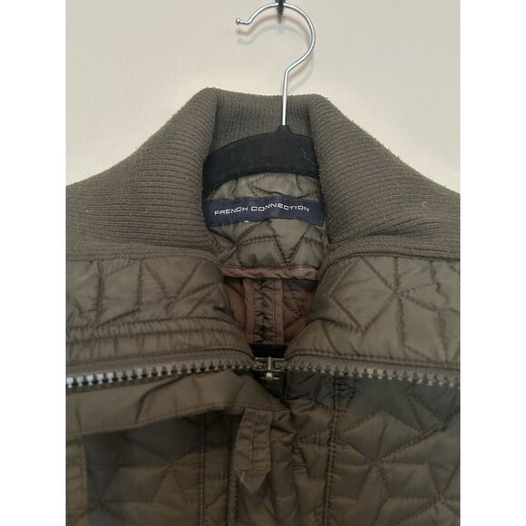 French Connection Women’s Bomber Puffer Jacket Coat Dark Green, Quilted, Size S - Picture 5 of 9